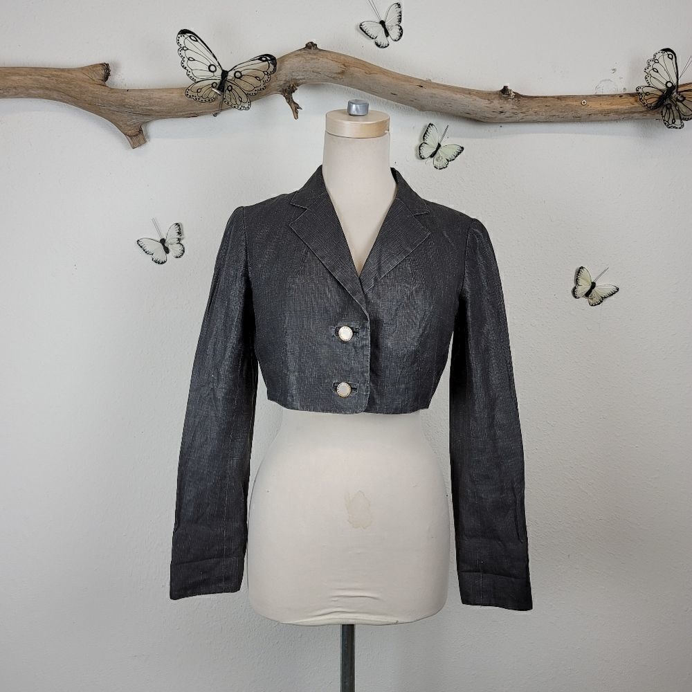 Robert Rodriguez cropped wax coated linen jacket